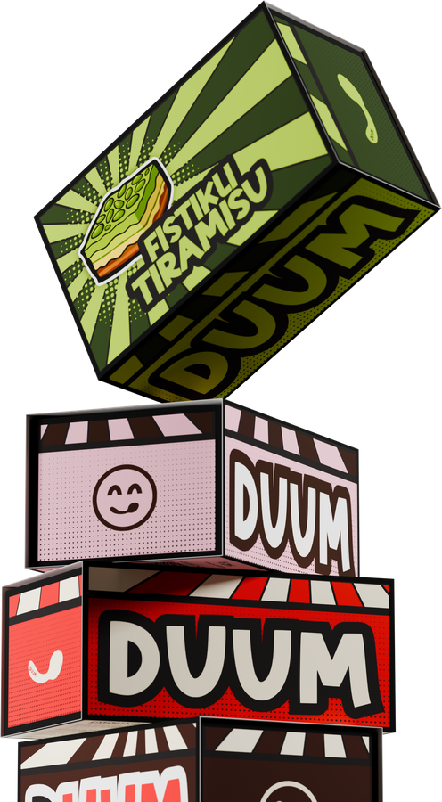 Stack of DUUM dessert boxes, 3D render