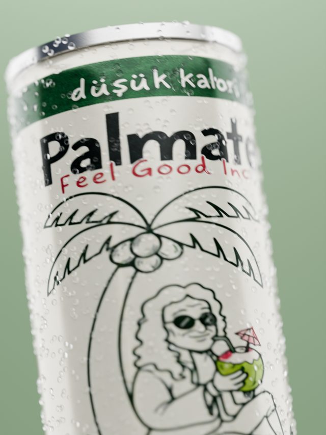 Spec render of a chilled Palmate coconut water can