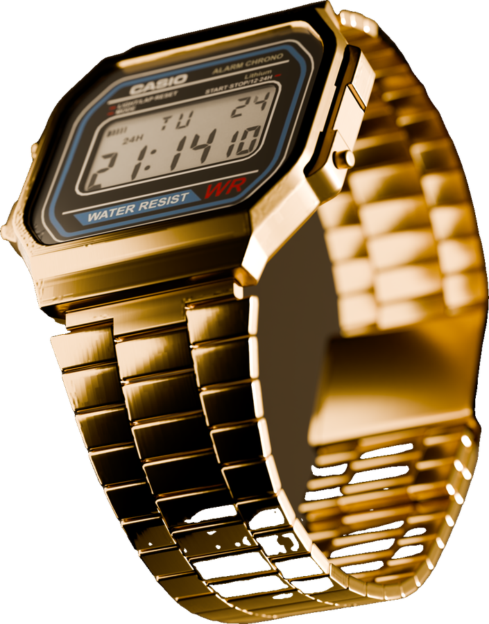 Gold digital watch, 3D render