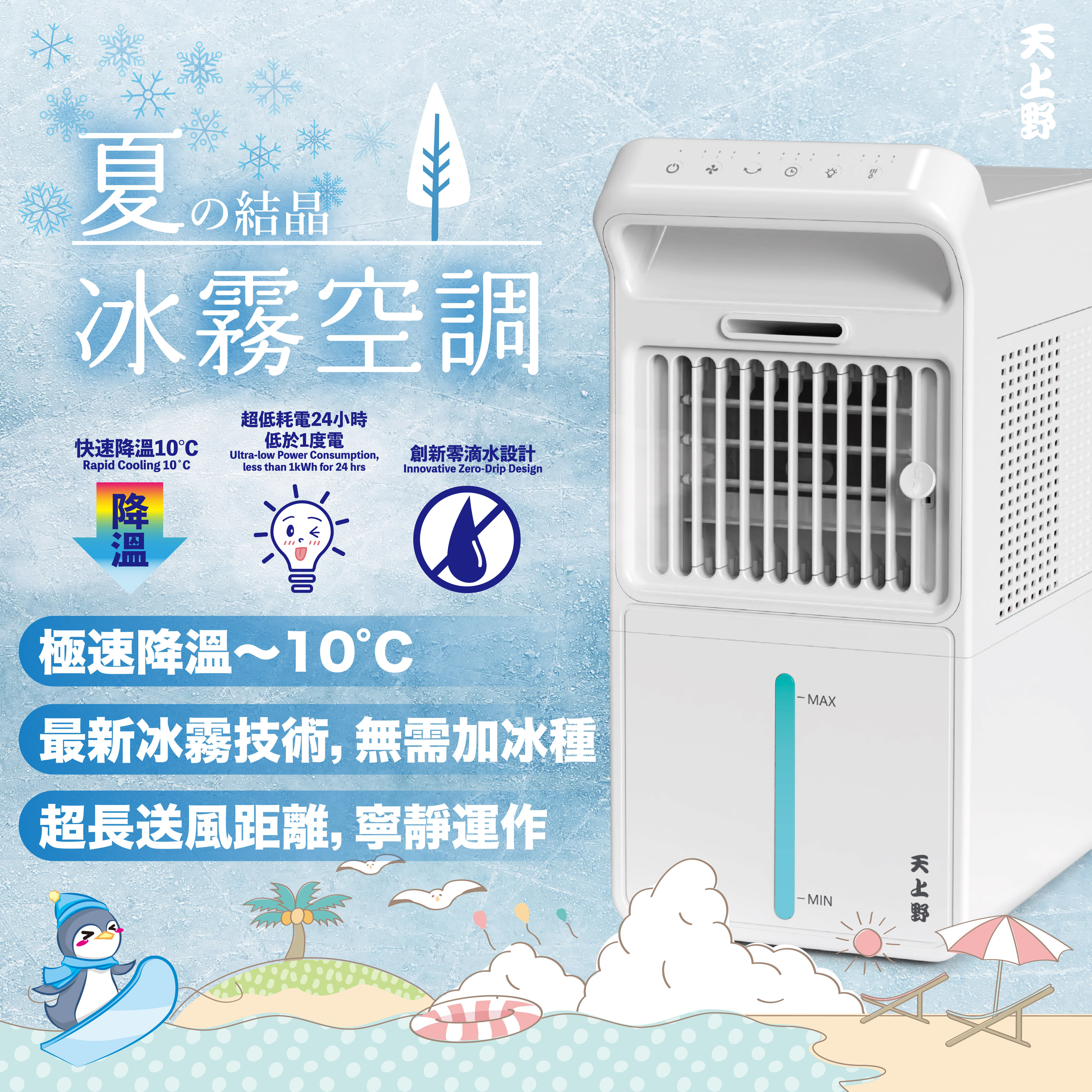 1282 - 夏日神器 - 冰霧空調 (冷風機) (極速降溫) (創新零滴水設計) (空調) (超低耗電)