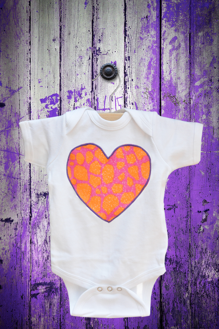 Flannel Giraffe Heart Applique Bodysuit