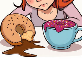 Coffee and a sass-sprinkled donut