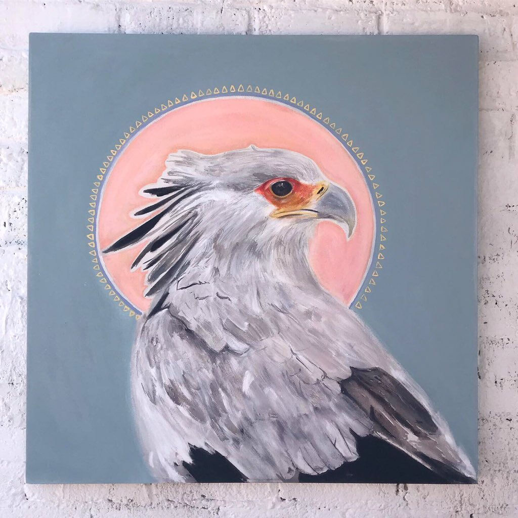 Gran Pintura Secretary Bird -Canvas Original 100 x 100cm