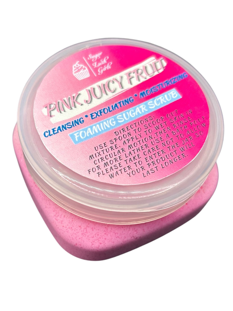 Pink Juicy Fruit Foaming Sugar Scrub: Cleansing, exfoliating sugar scrub