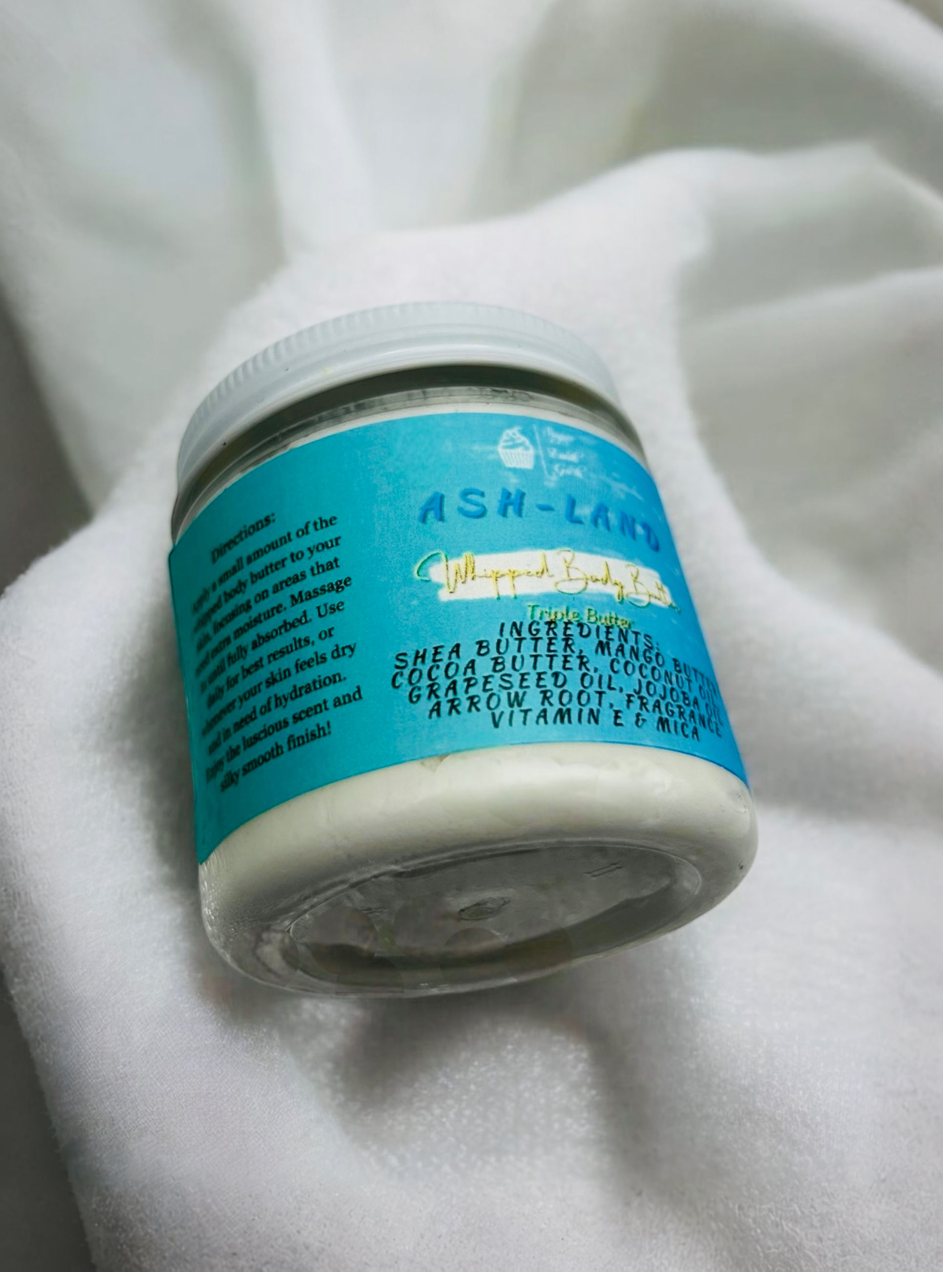 ASN-LASH Whipped Lip Balm jar, ingredients visible