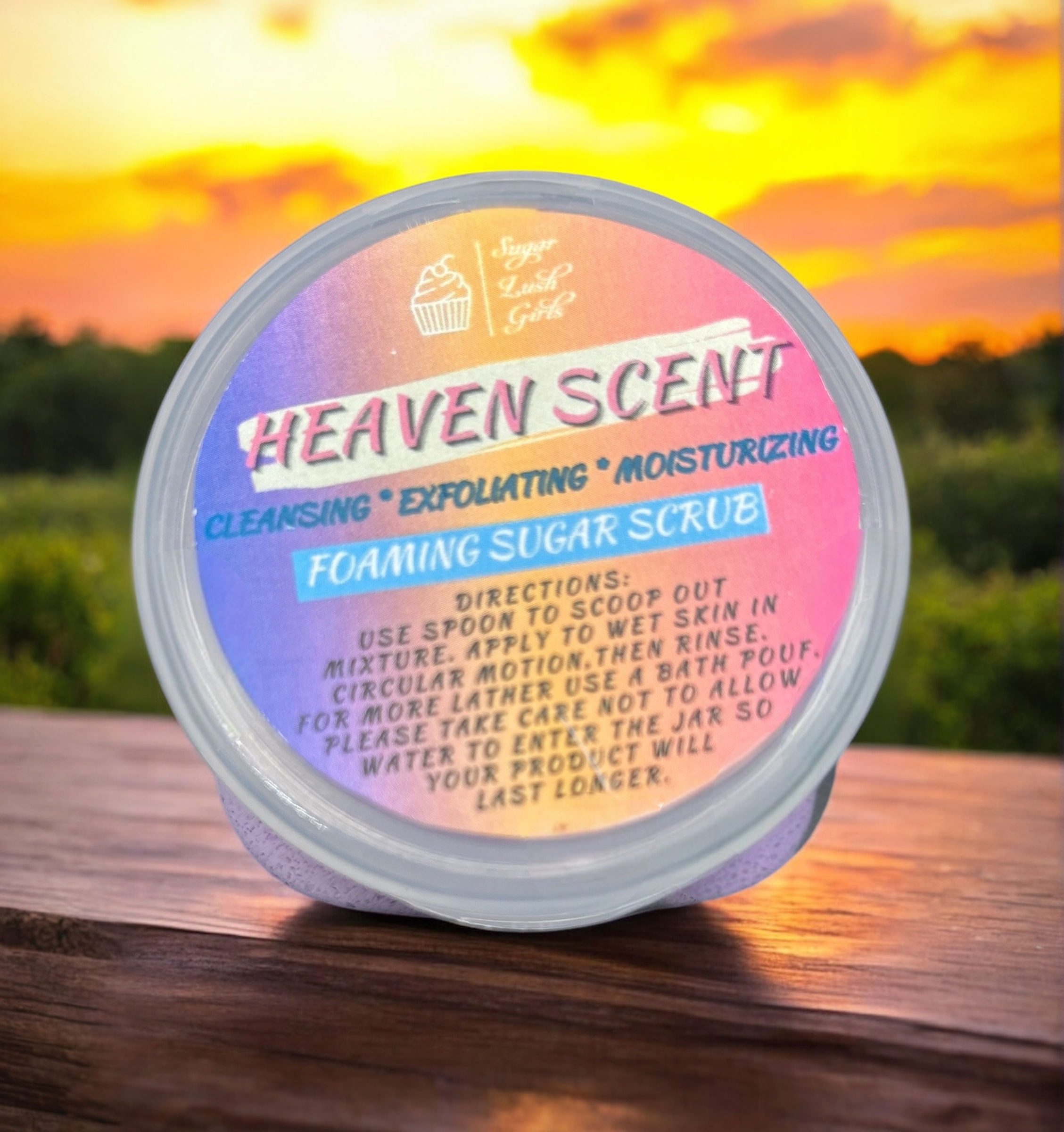 Heaven Scent Foaming Sugar Scrub: cleansing, exfoliating, moisturizing
