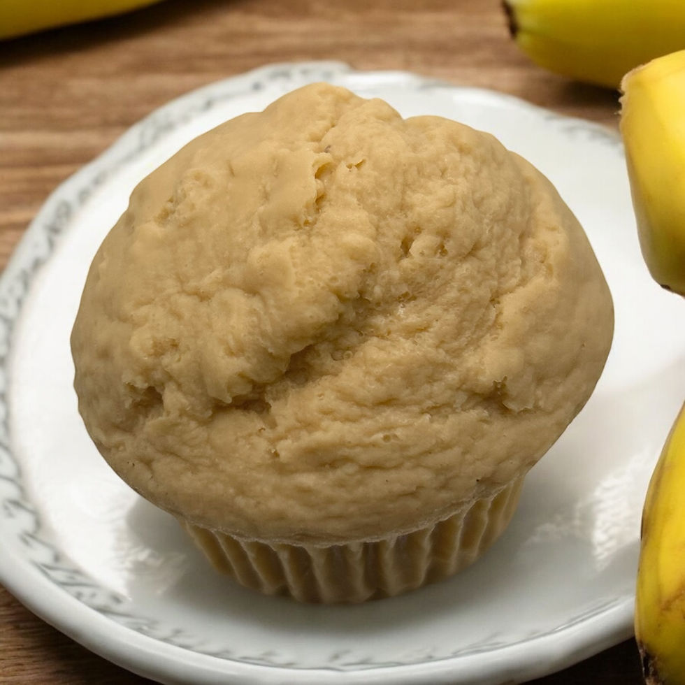 Thumbnail: Banana muffin on plate, near bananas