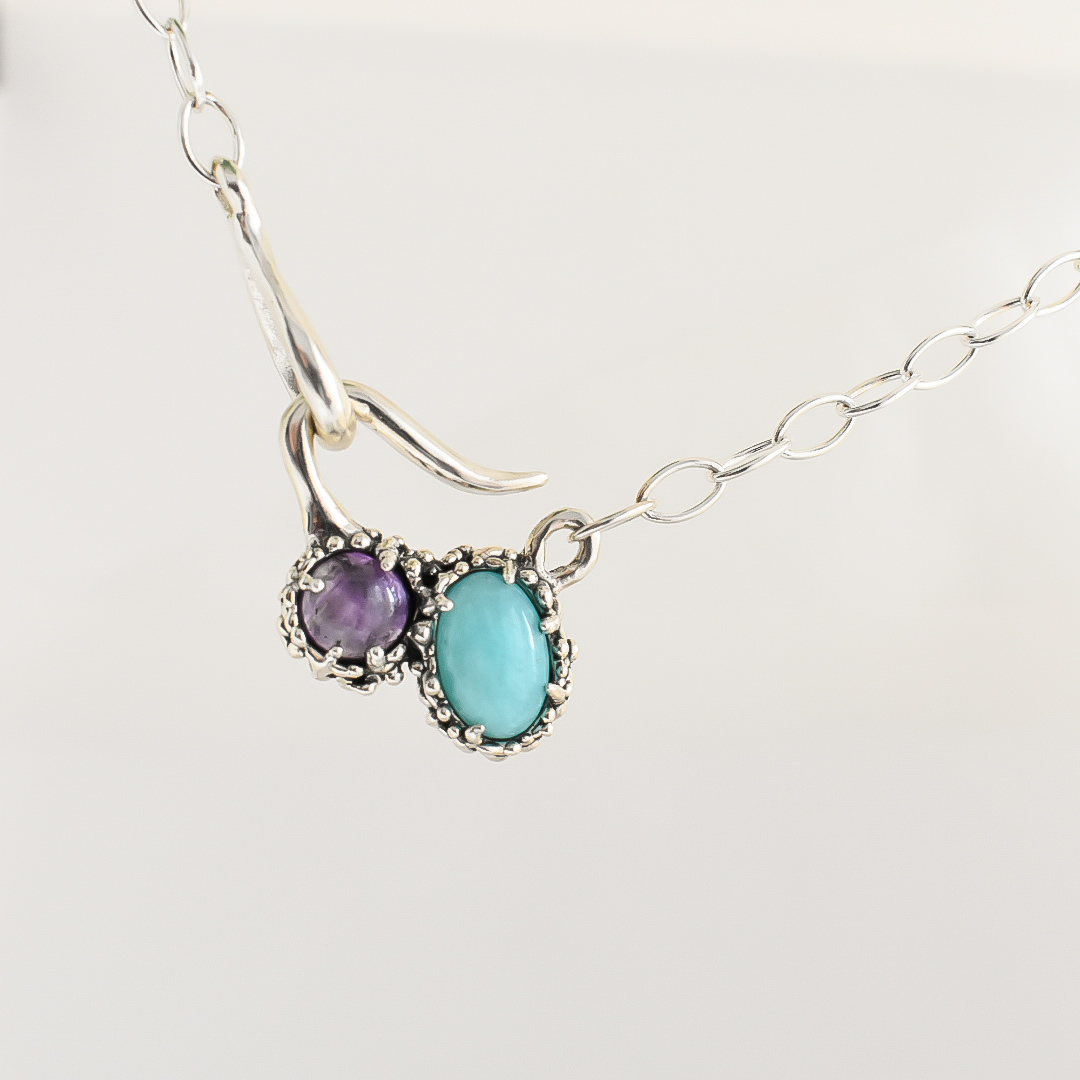 LNK pendant - Amethyst and amazonite