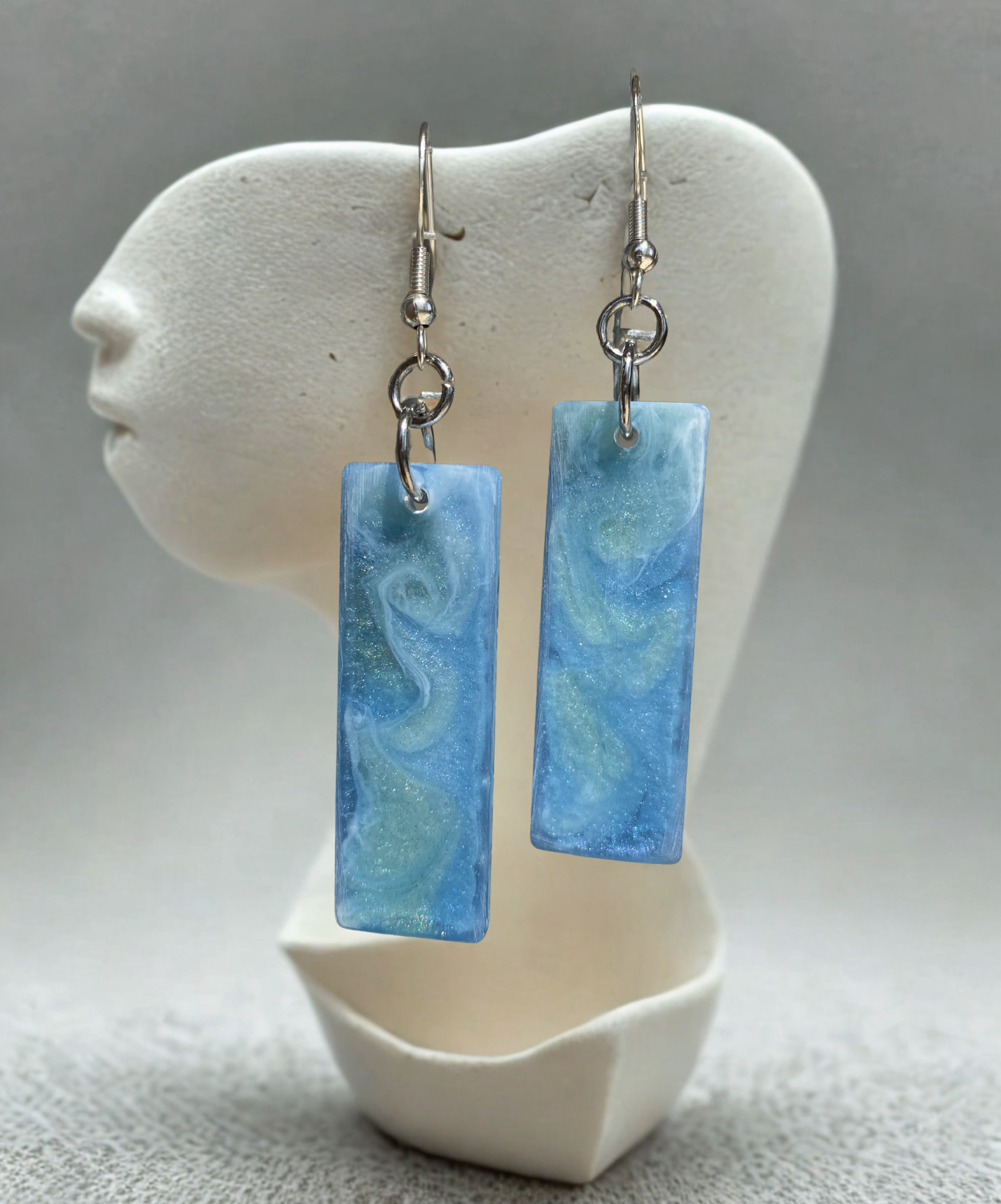 Rectangular Resin Dangling Earrings 