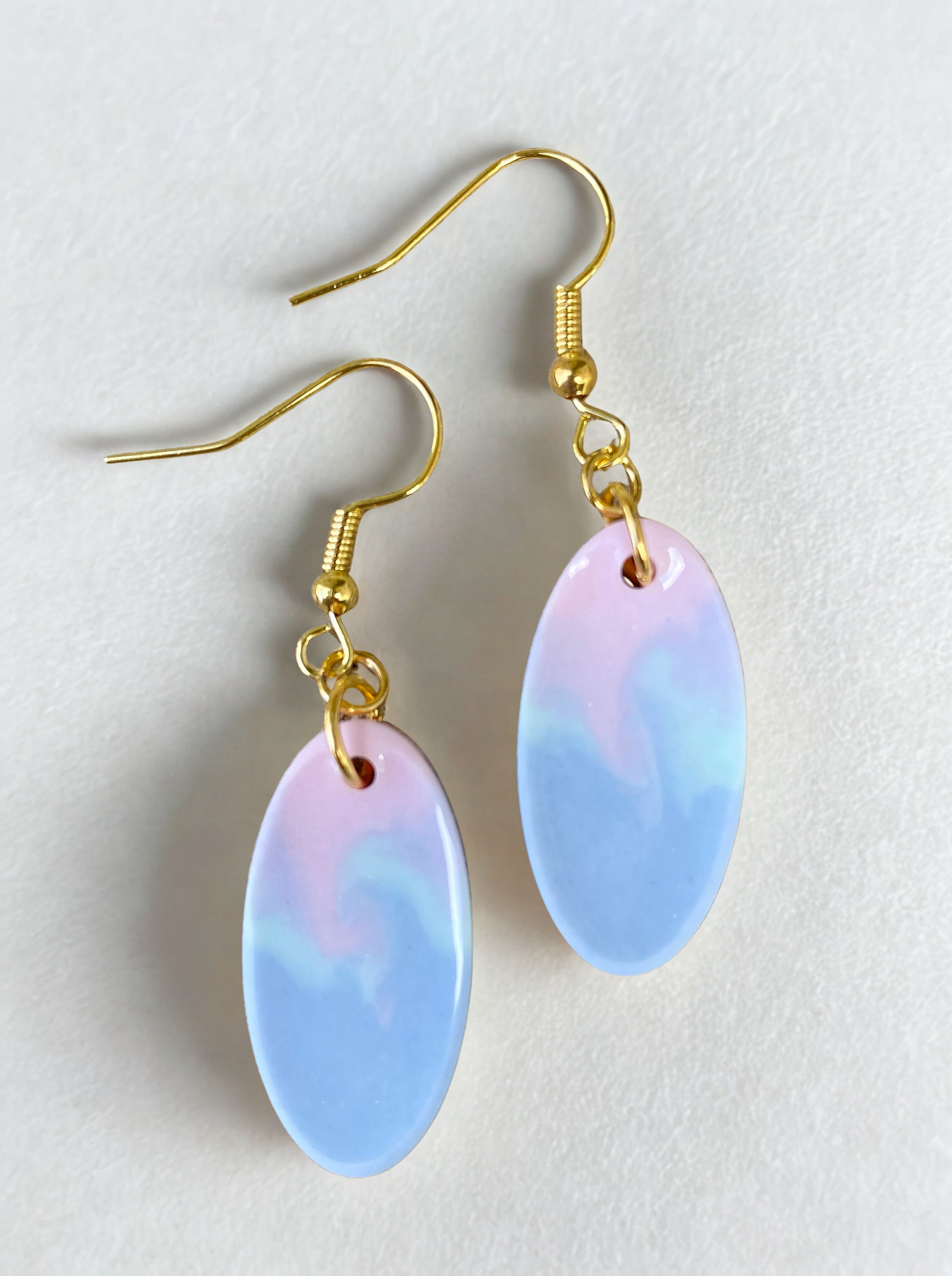 Elongated Oval Resin Dangle Earrings