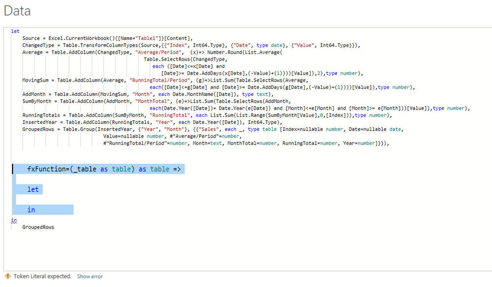 Creating the Rolling Average using M code Calculating the Rolling