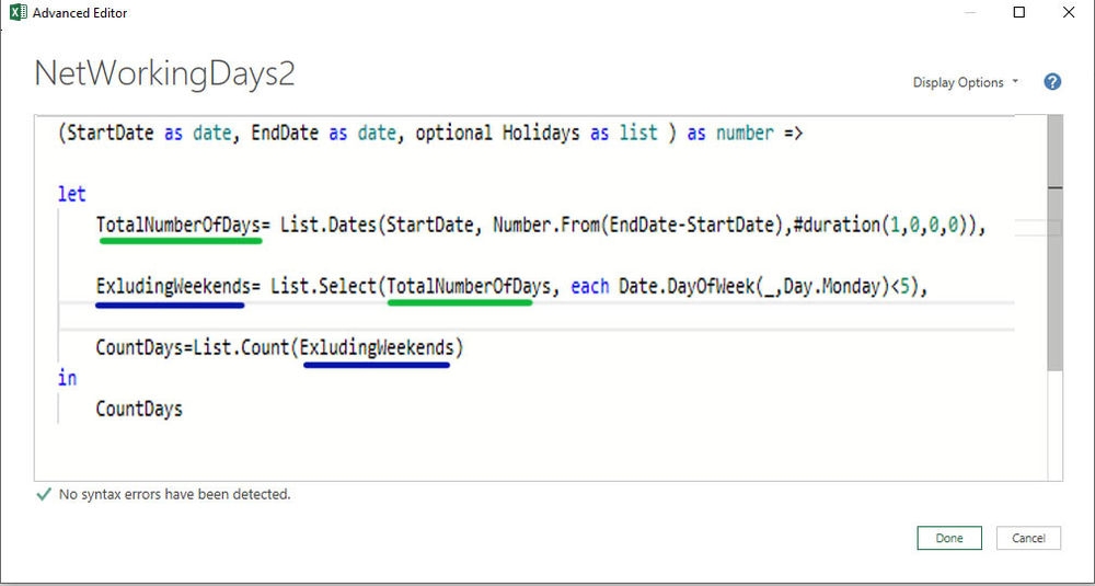 Calculate Net Working Days Using Power Query.