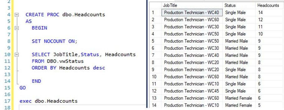 Create a Stored Procedure in SQL Server.