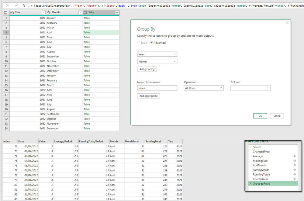 Creating the Rolling Average using M code Calculating the Rolling