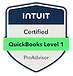 Intuit QuickBooks ProAdvisor Level 1 certification badge with green stripe