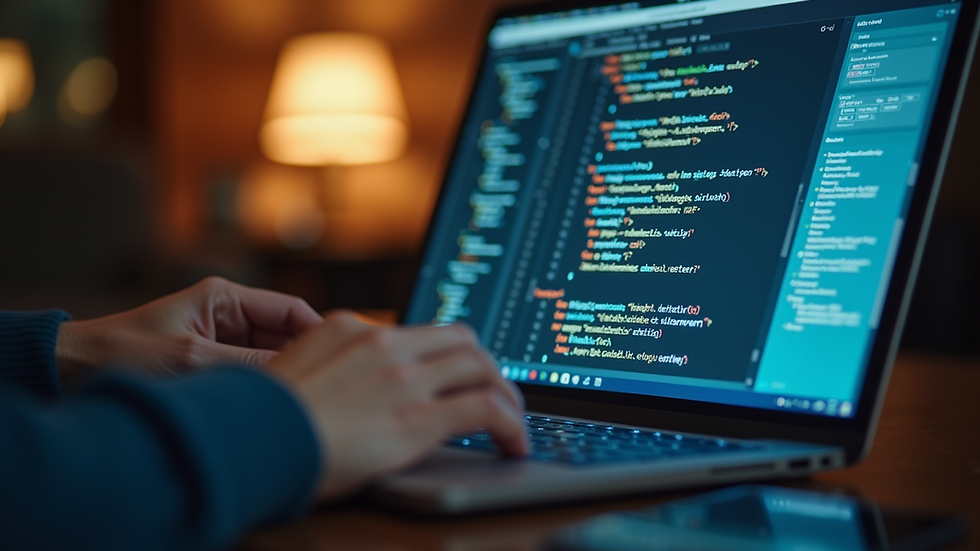 Close-up view of a person searching for keywords on a laptop