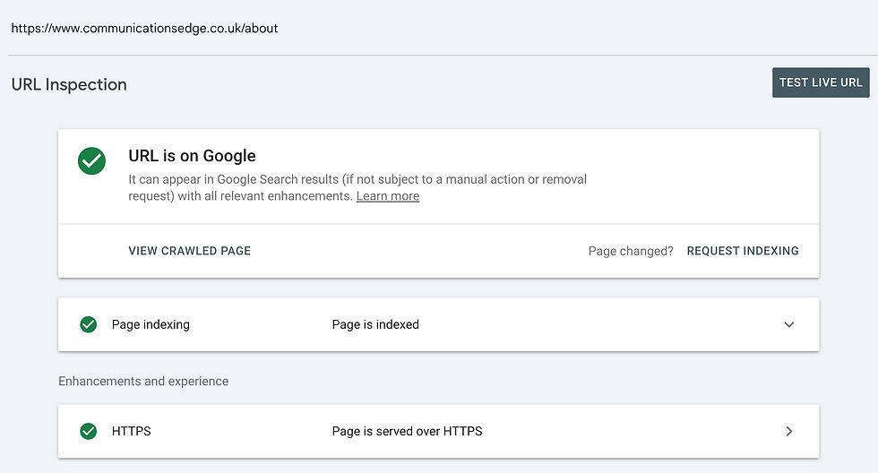 URL is on Google - Communication Edge