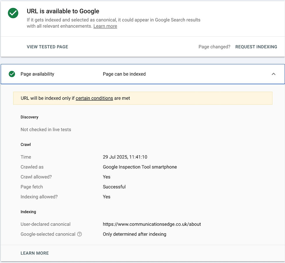 URL available to Google-Communication Edge