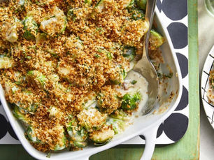 CAZUELA DE REPOLLITOS DE BRUSELAS Y QUESO 