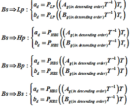Transforming an analog Band stop to Digital filters using Analog to Digital filter Pascal matrix equation