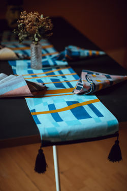 Napkin and table runner close up