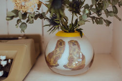 Close up of Staffordshire dog vessel