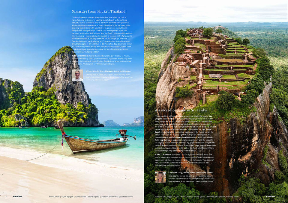 Donna Hardie. Interview with Kuoni travel experts about Rwanda, Phuket and Sri Lanka for Kuoni magazine