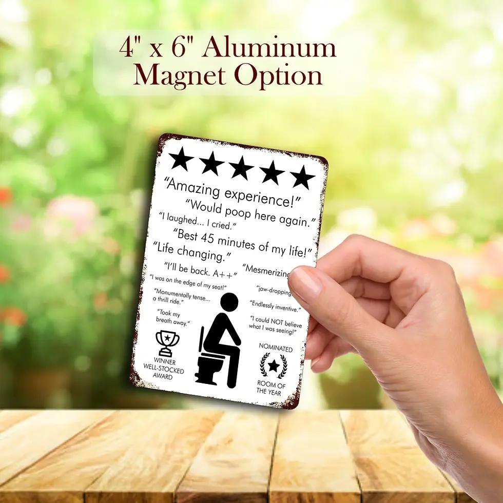 Thumbnail: Bathroom Review, Would Poop Here Again Aluminum Sign - S-442