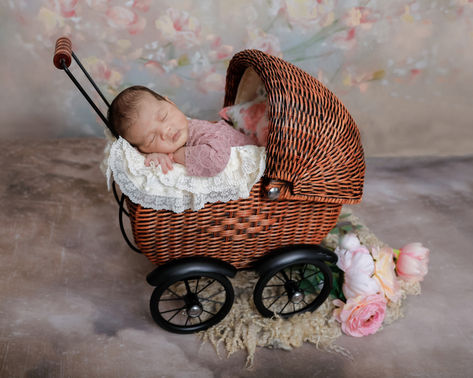 Newborn Session by Timeless Image by LM - baby in vintage stroller