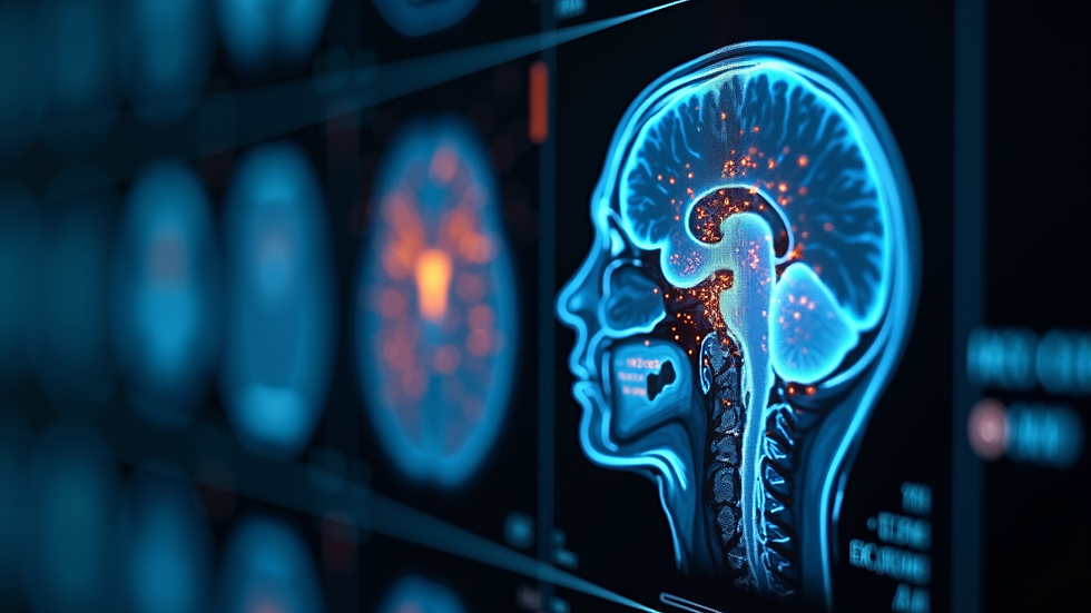 Close-up view of a brain scan highlighting neural activity