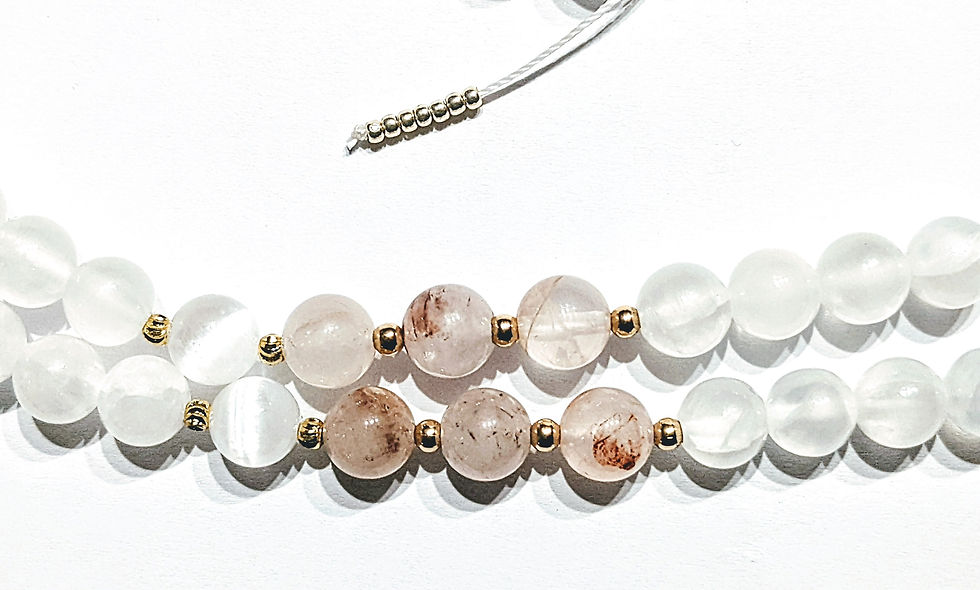 Thumbnail: Mala Necklace - Hematoid & Clear Quartz