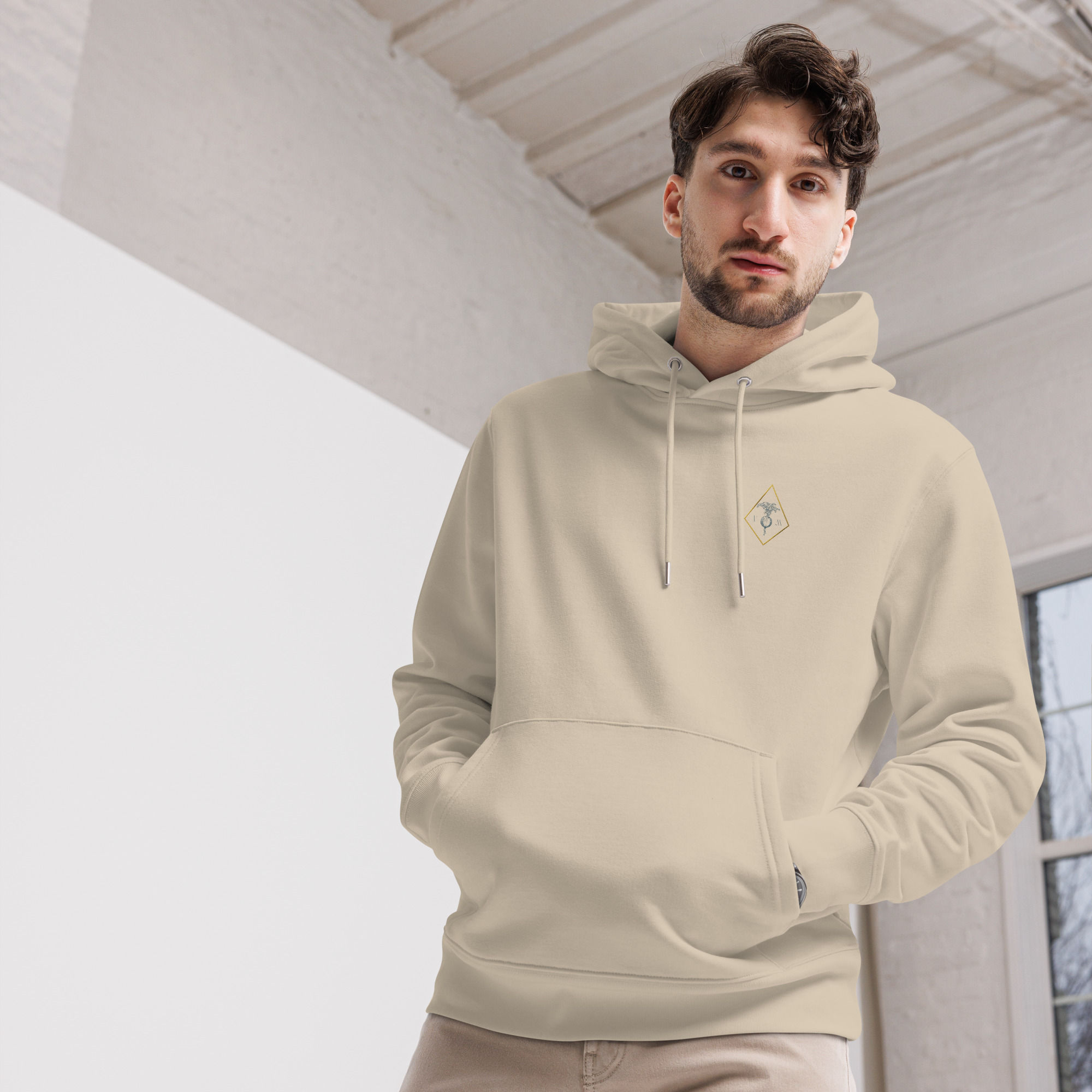 Beige Hoodie, Men, Frontansicht