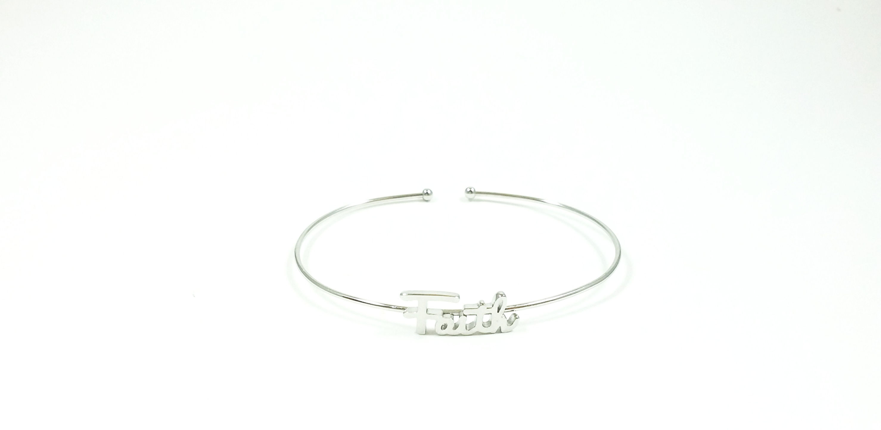 Silver Faith Cuff Bracelet