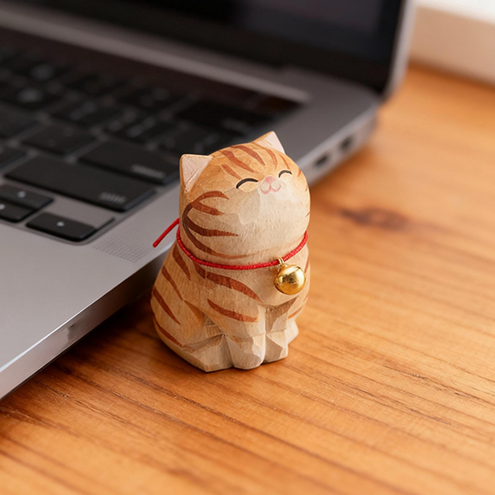 Miniatura: Cute Cat Animals Figurine Decorative Wooden  Ornament Kitten Statue Calico Golde