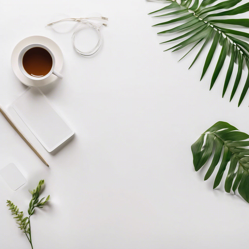 MINIMALIST BACKGROUND IN WHITE TONES FOR A VIRTUAL ASSISTANT OVERHEAD VIEW OF A TABLE