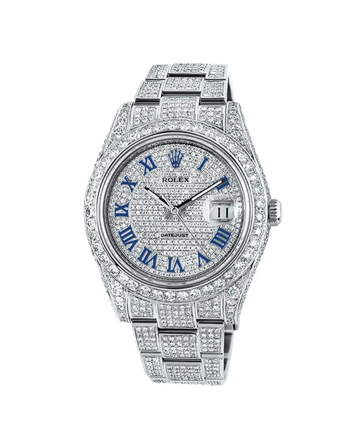 Rolex Datejust 41 41mm diamond iced out blue Roman  pave dial full Bussdow