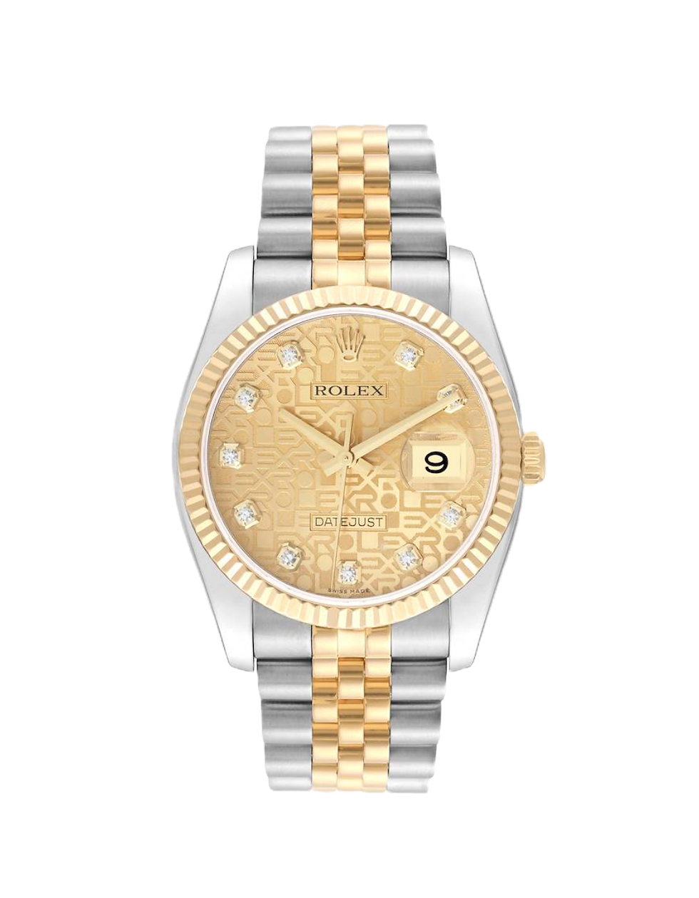 NOS 2007 Rolex Datejust 36mm 116233 Anniversary Champagne Diamond Full set