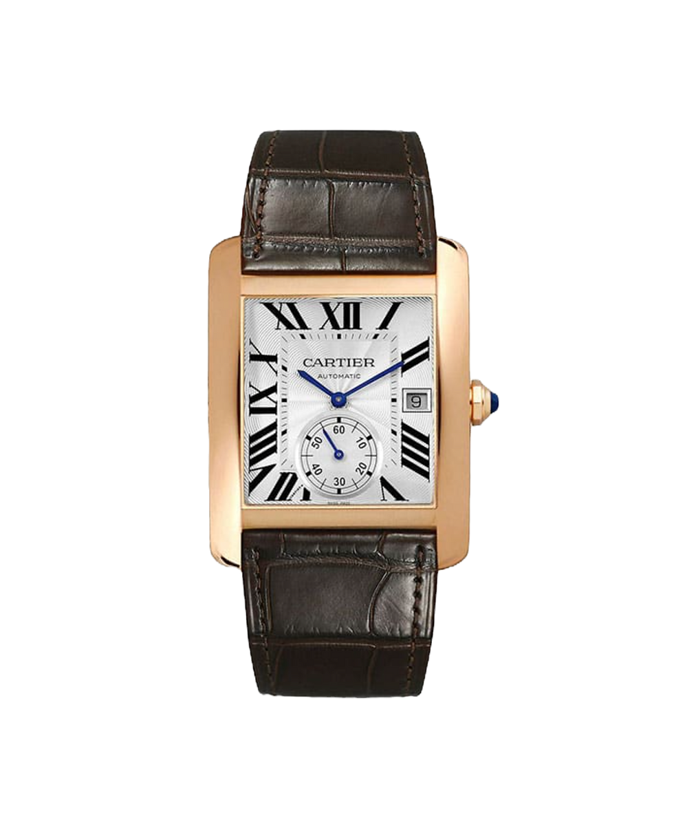Cartier Tank MC 44mm 18k Rose Gold White Roman dial 3590 leather strap Automatic