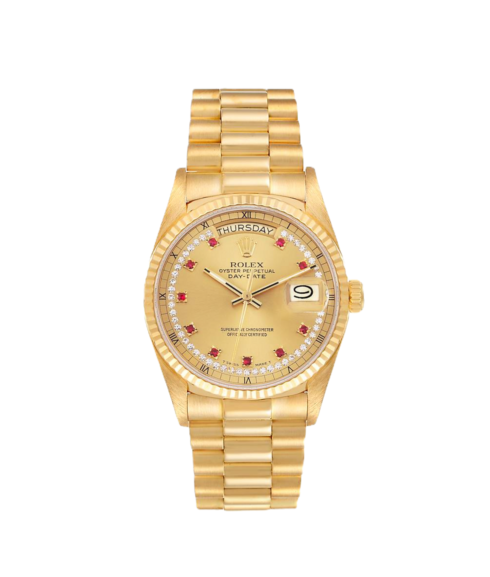 1988 Rolex Day-Date 18038 President 18k yellow gold Ruby string diamond dial