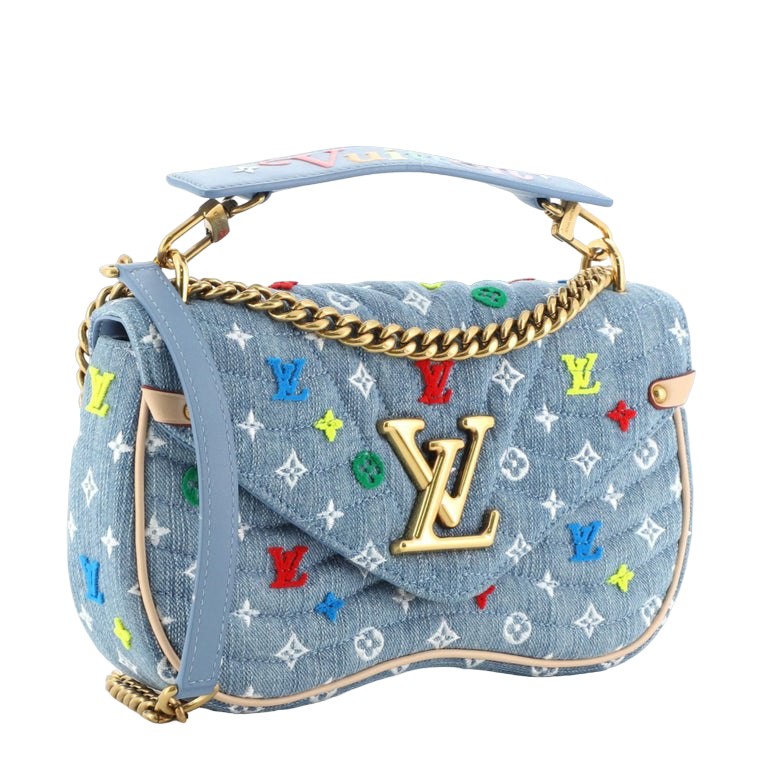 Louis Vuitton New Wave Chain Bag Monogram Embroidered Quilted Denim MM