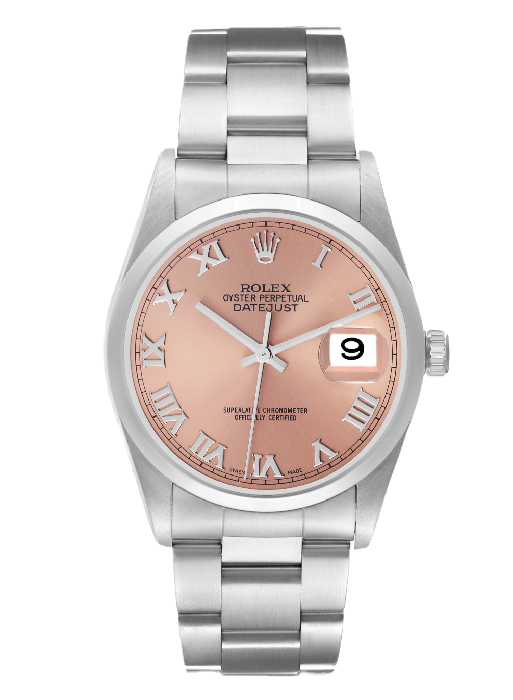 Rolex DateJust 36 36mm pink Salmon Roman dial 16200