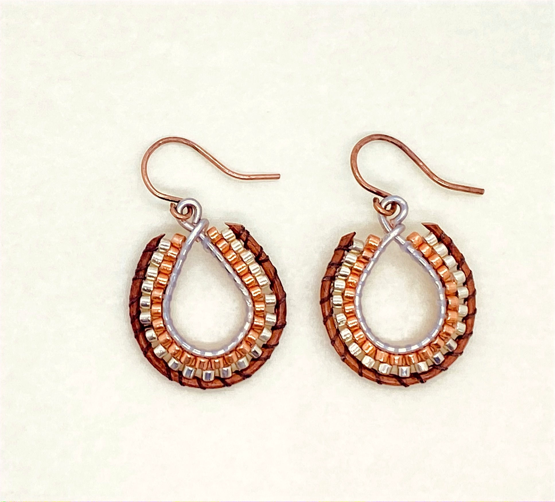 Leather & Copper Hoops