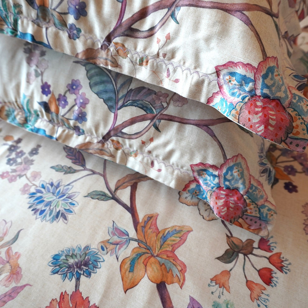 Thumbnail: 350 TC Luxury Cotton Bedsheet- Windsor Trails- Birch Gold