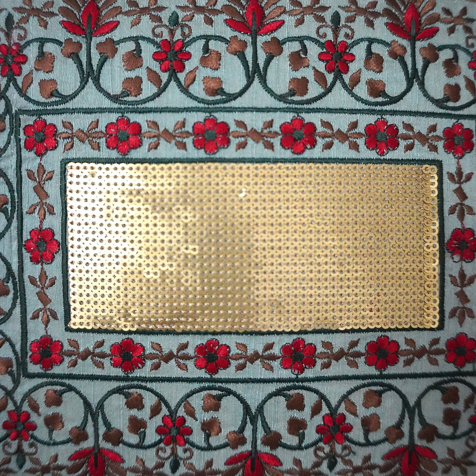 Thumbnail: 2 Embroidered Cushion Covers- Magic Mirror- Steel Grey