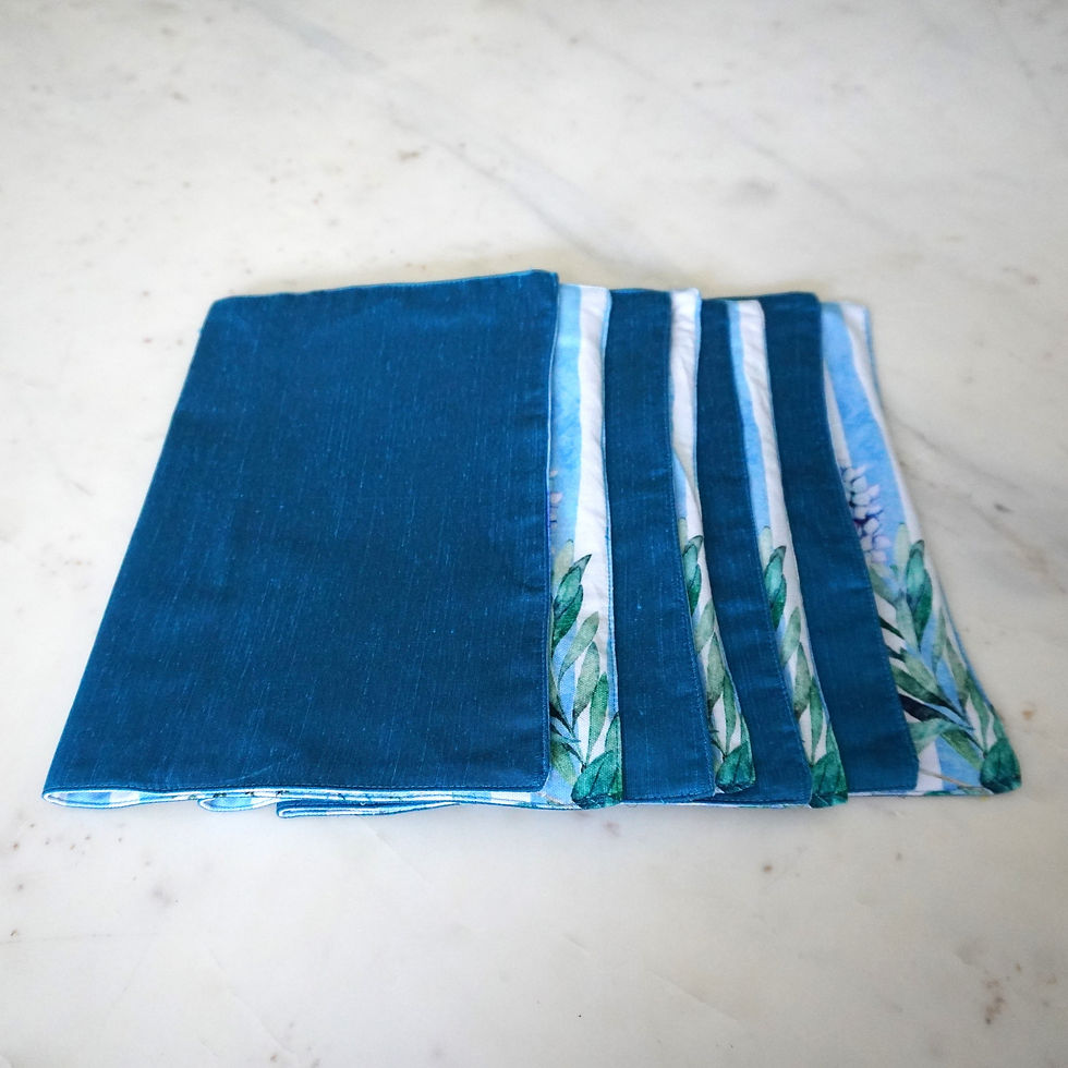 Thumbnail: Table Placemats- Flowing Hydrangeas- Blue