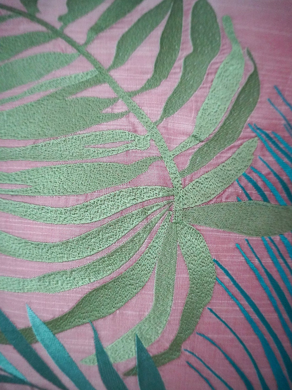 Thumbnail: 2 Embroidered Cushion Covers- Palm Springs- Pastle Pink
