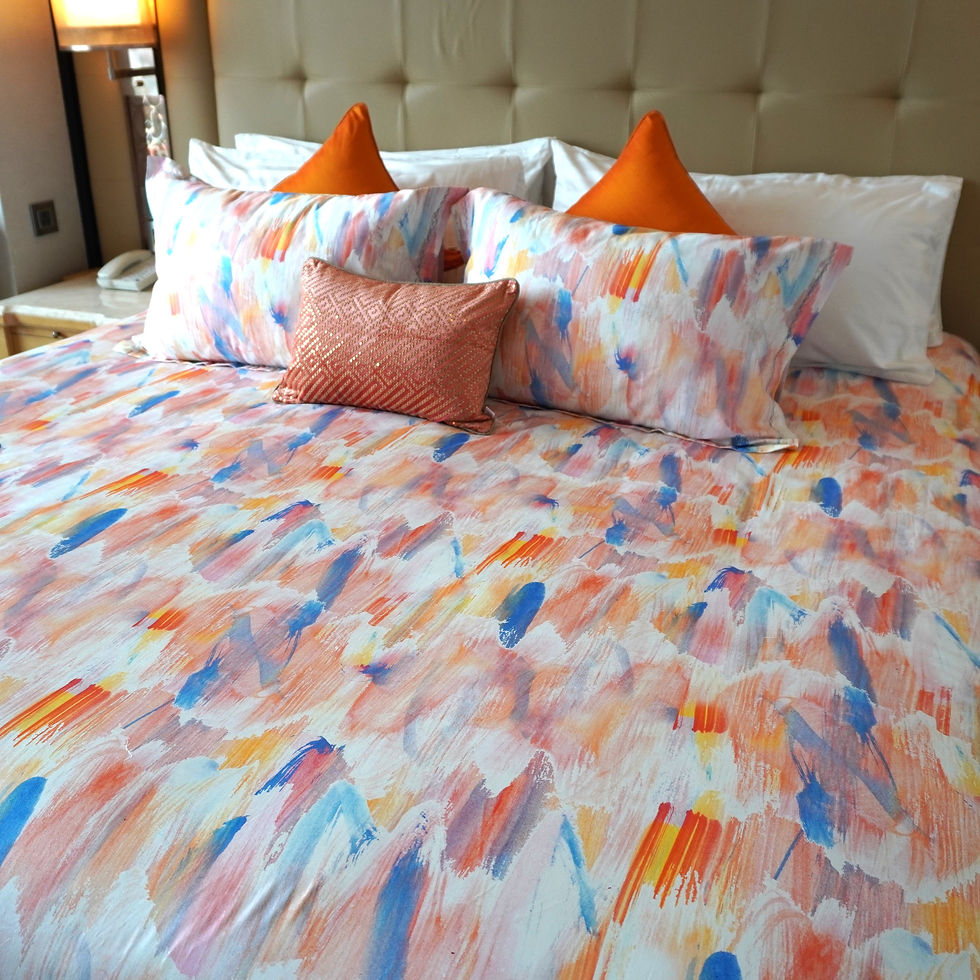 Thumbnail: 350 TC Luxury Cotton Bedsheet- Brushstrokes- Peach