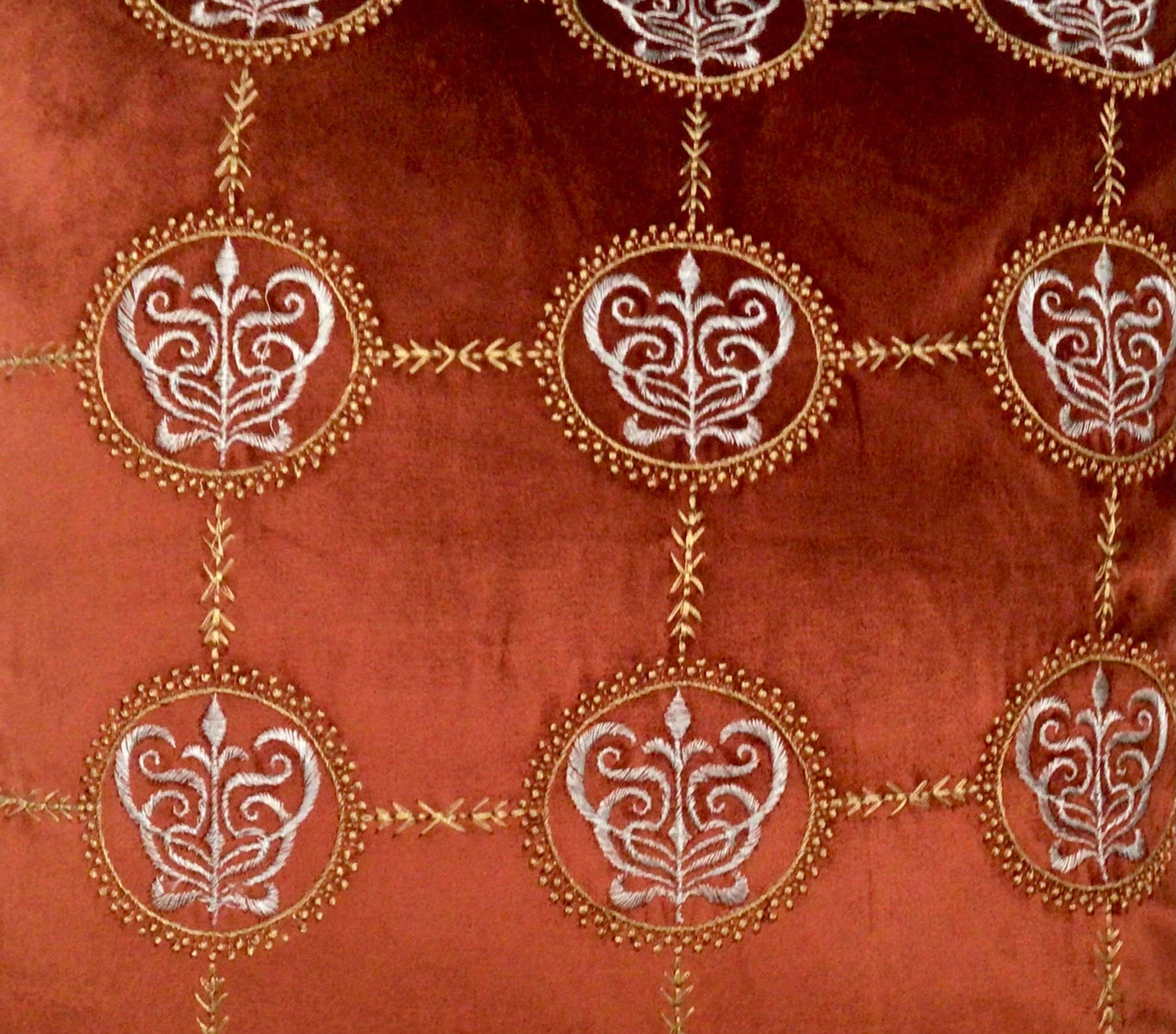 1 Embroidered Rectangular Cushion Cover- Cleopatra- Burnt Orange