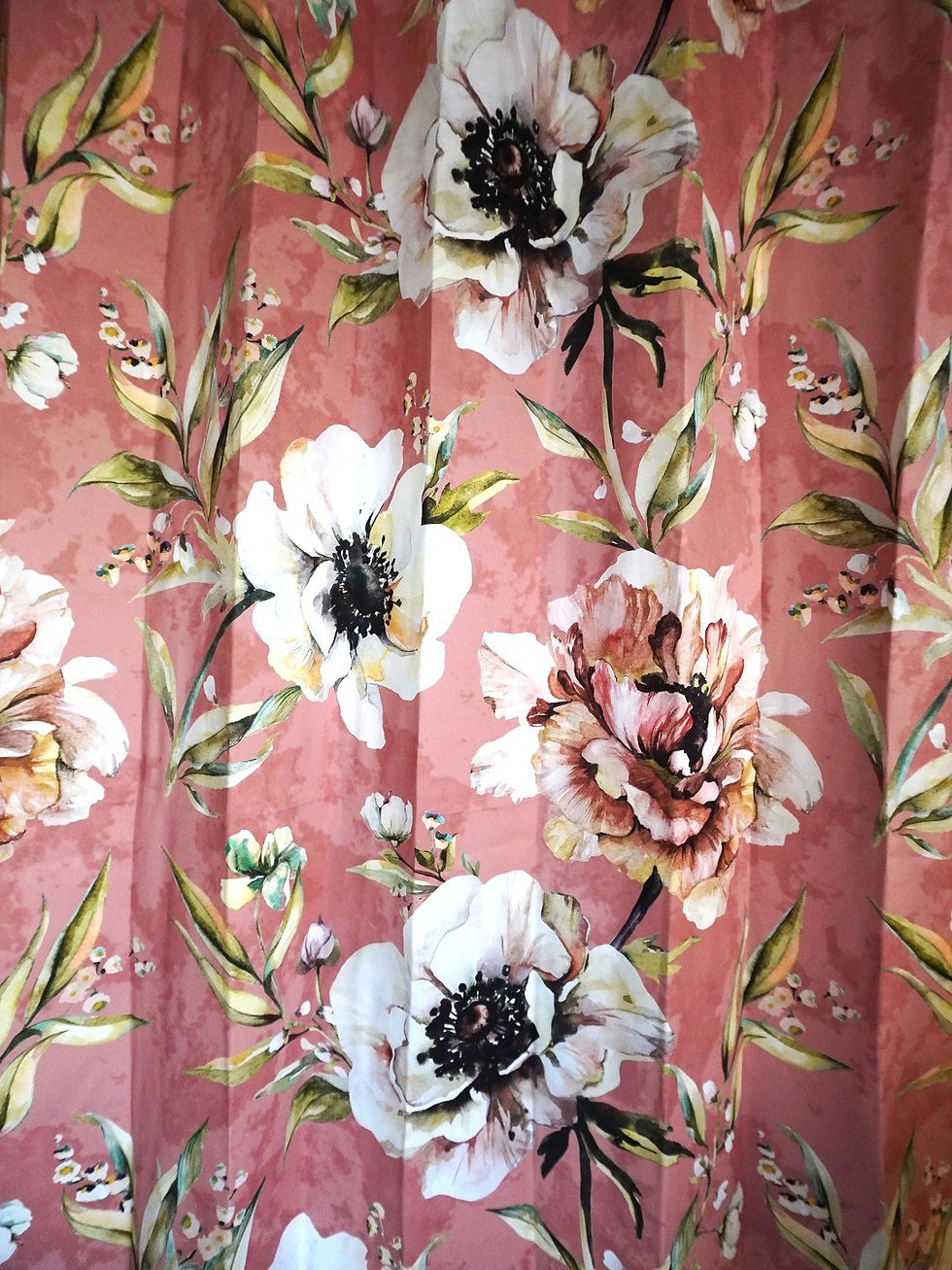 Thumbnail: Curtain Polycotton Blend-Flowing Anemone- Rose Brown