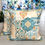 Thumbnail: 2 Velvet Printed Cushion Covers- Palms- Moroccon Magic- Yellow Blue